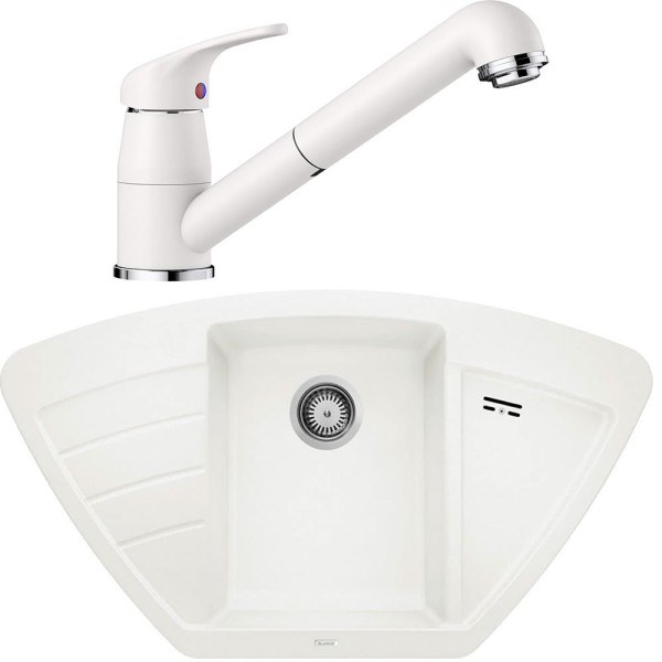 Pachet Chiuveta si Baterie Blanco ZIA 9 E, Alb