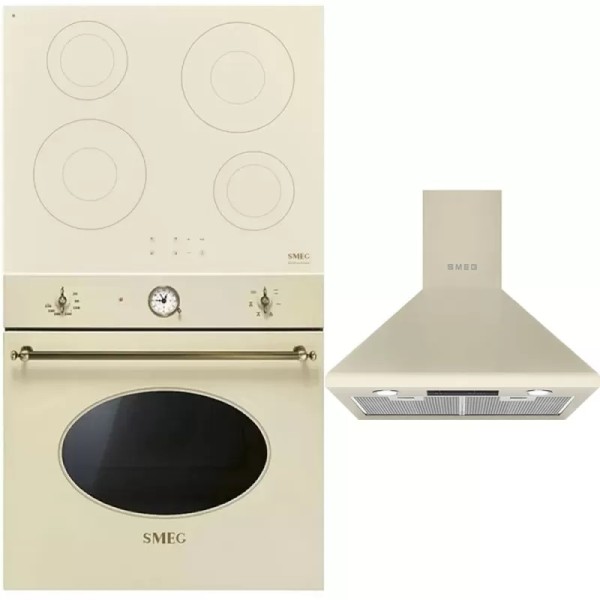 Set electric Smeg: Cuptor, Plită induție, Hotă crem