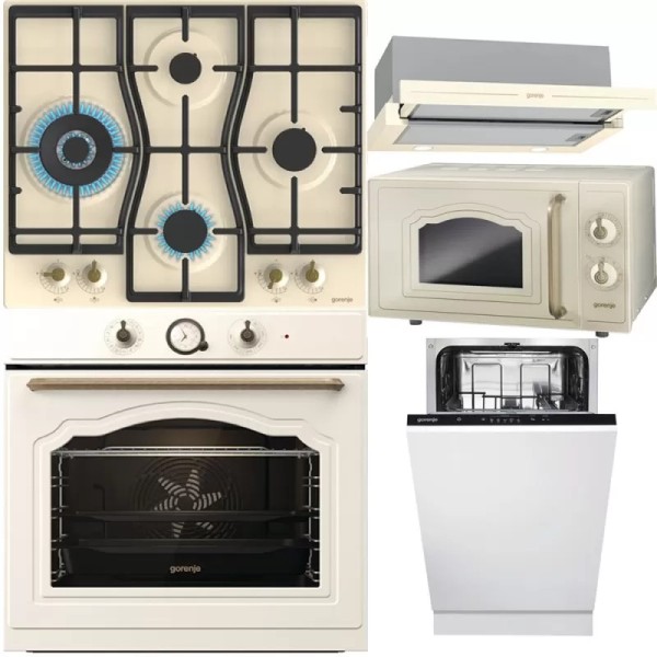 Set Gorenje Crem cu Cuptor, Plită, Hota, Microunde