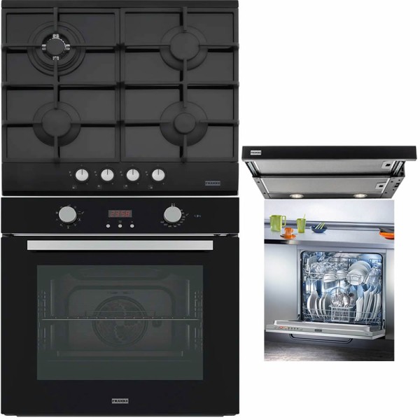Franke Set Cuptor Plita Hota Masina Spalat Vase Negru