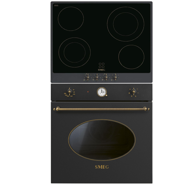 Smeg: Set electric Negru Antracit Cuptor + Plită