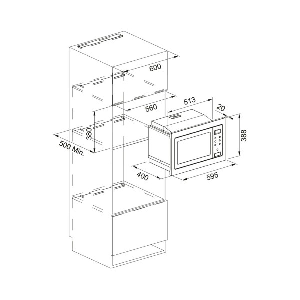 Cuptor Microunde Franke FSM 25 MW XS, Inox-Negru