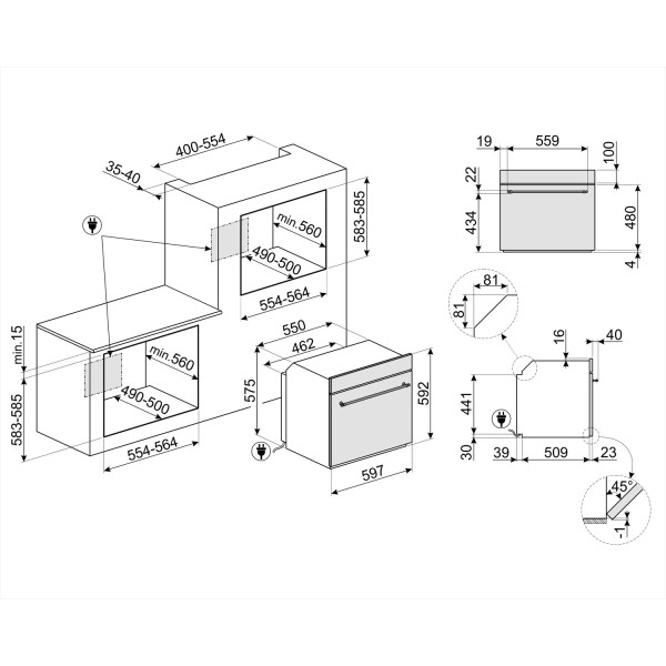 Cuptor electric incorporabil Smeg Cortina Antracit