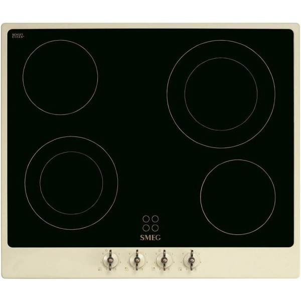Plita electrica Retro Crem-Negru Smeg P864PO, 4 zone