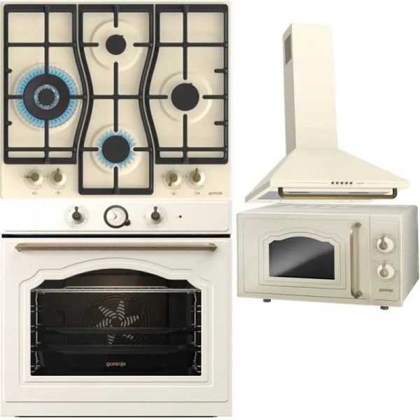 Set Crem Cuptor Gorenje + Plită + Hotă + Microunde