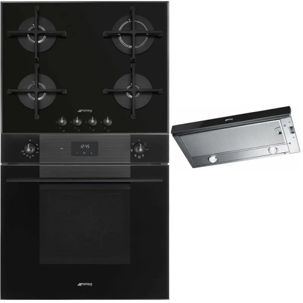 Set Smeg Cuptor Plită Hota Neagră