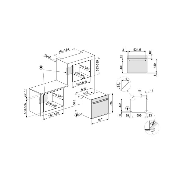 Cuptor electric Linea Negru Smeg SOP6102TB3, 68L
