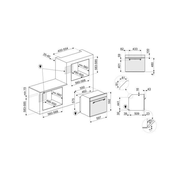 Cuptor electric Smeg SFP67C1TAO, 65l, piroliza, antracit