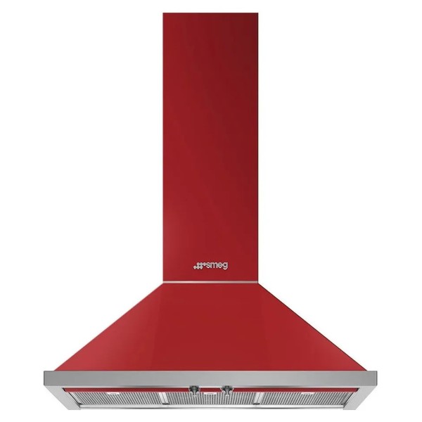Hota decorativa cu montare pe perete Rosu Portofino Smeg KPF9RD, ( putere de absorbtie 815 mc/h, latime 90 cm )