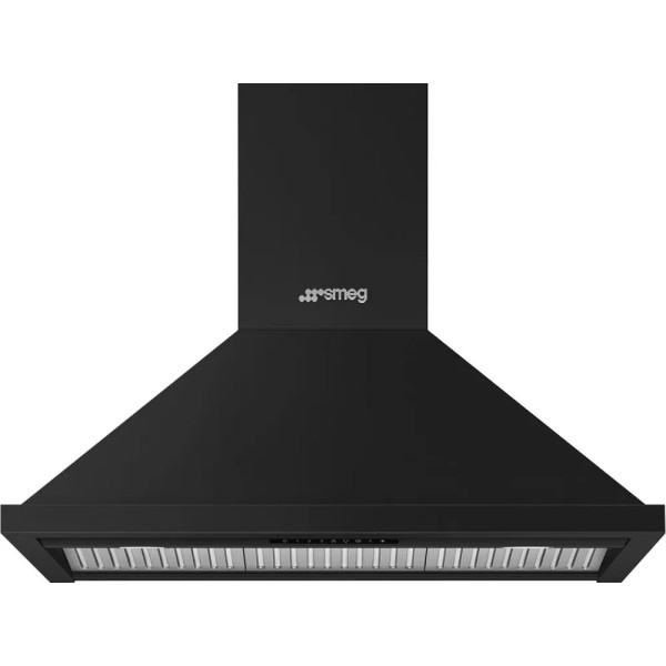 Hota decorativa cu montare pe perete Negru Mat Smeg KPF94MB, ( putere de absorbtie 780 mc/h, latime 90 cm )