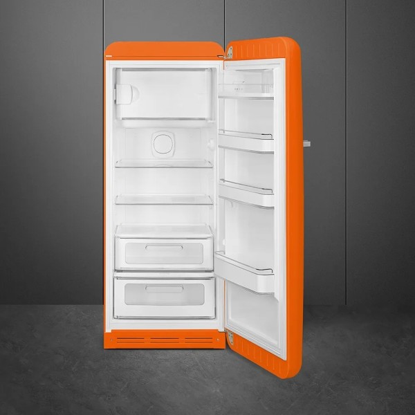 Frigider independent cu congelator Portocaliu Lucios Smeg FAB28ROR6, ( balamale dreapta, capacitate 270 litrii )