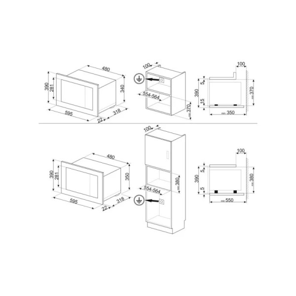 Cuptor cu microunde Smeg Linea Gri