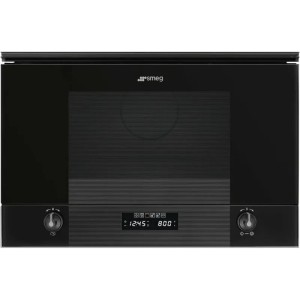 Cuptor cu microunde incorporabil Linea Sticla Neagra Smeg MP122B3, ( capacitate 22 litrii, comenzi mecanice, 6 programe )