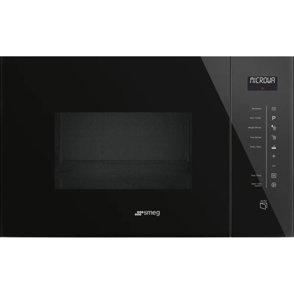 Cuptor cu microunde incorporabil Linea Sticla Neagra Smeg FMI125N, ( capacitate 25 litrii, touch control, 6 programe )