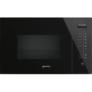 Cuptor cu microunde incorporabil Linea Sticla Neagra Smeg FMI125N, ( capacitate 25 litrii, touch control, 6 programe )