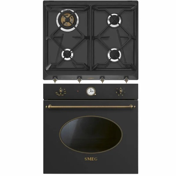 Smeg Set Antracit Cuptor Electric și Plită Gaz