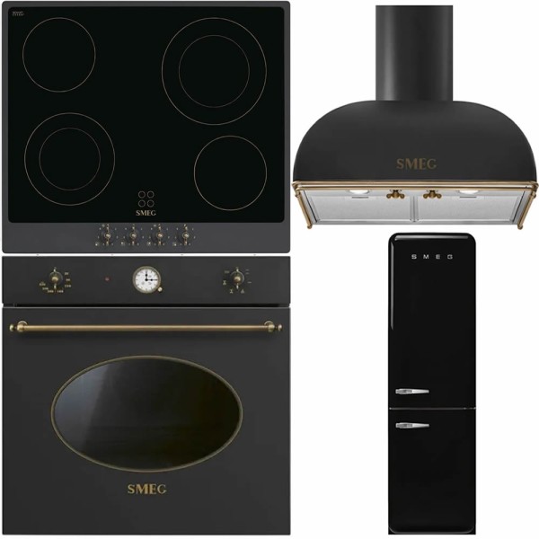 Smeg Set Electrocasnice: Cuptor+Plită+Hota+Frigider