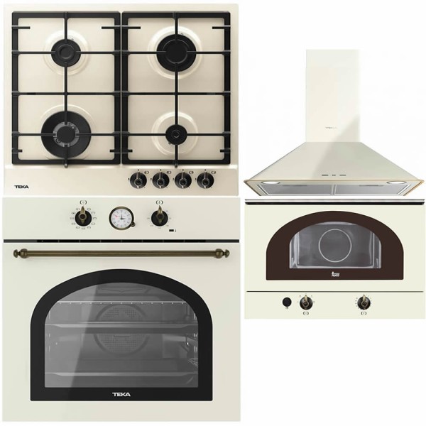 Teka: Set Rustic Vanilla Cuptor + Plita + Hota + Microunde