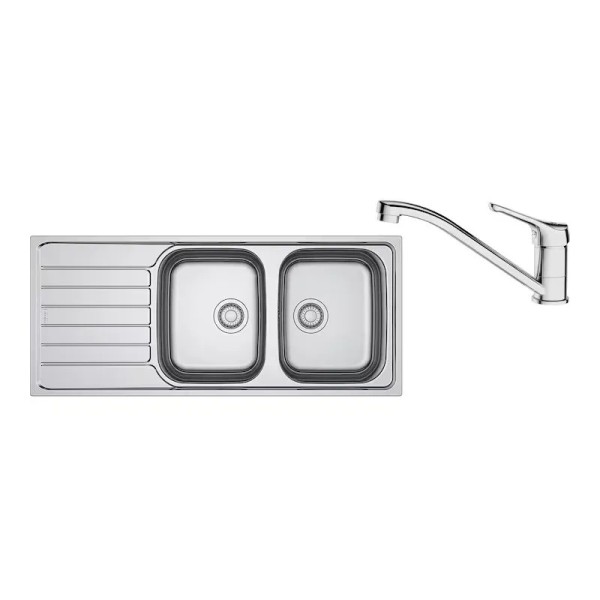 Chiuvetă Franke Inox Dekor cu baterie Basic Crom